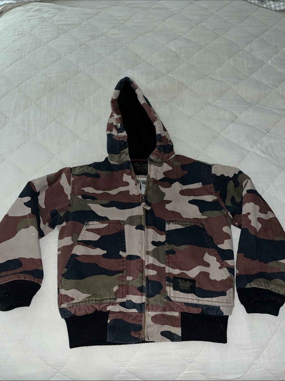 Walls Kids Camouflage Hooded Zip Jacket - Brown, Green, Black